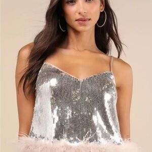 Lulu's Perfectly Glowing Champagne Sequin Tank Top